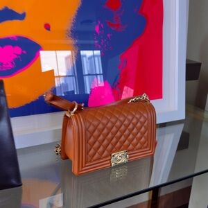 Brown Quilted Leather Chain Bag